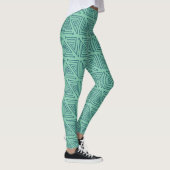 Art Deco Blauwgroen Mazes Leggings (Rechts)