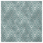 Art Deco Blauwgroen Silver Geometric Line Diamond Stof (Swatch)