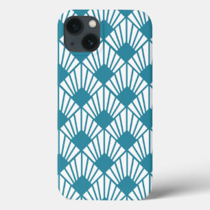 Art Deco Blauwgroen ventilatoren Case-Mate iPhone Case
