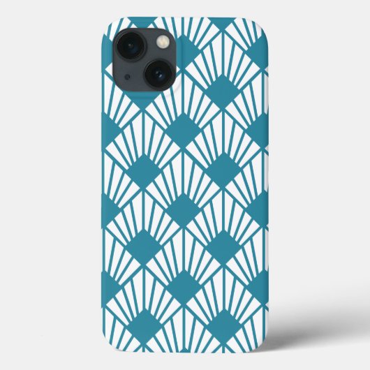 Art Deco Blauwgroen ventilatoren Case-Mate iPhone Case (Achterkant)