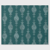 Art Deco Blauwgroen zilver Floral Cadeaupapier (Vlak)