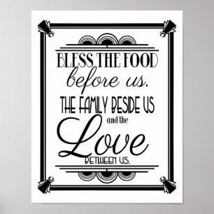 Art Deco BLESS DEZE VOEDSELkleurverandering B/G Poster