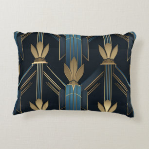 Art Deco Bleus en Dorés Accent Kussen