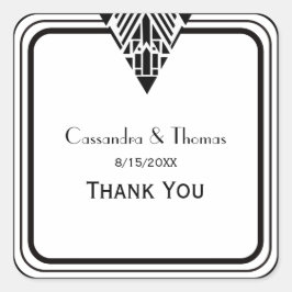 Art Deco BLK WHT Lijst 1 SQ envelop afdichtingen Vierkante Sticker