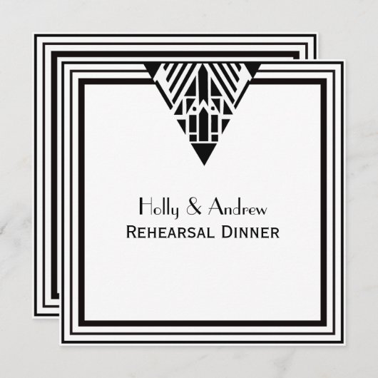  Art Deco Blk Wht Lijst #1 SQ Repetitie DIN Kaart (Voorkant / Achterkant)