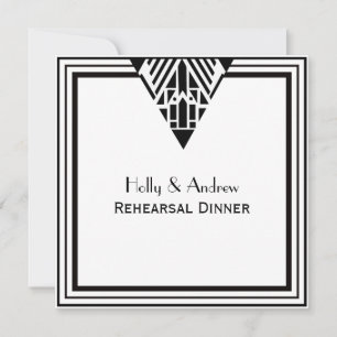 Art Deco Blk Wht Lijst #1 SQ Repetitie DIN Kaart