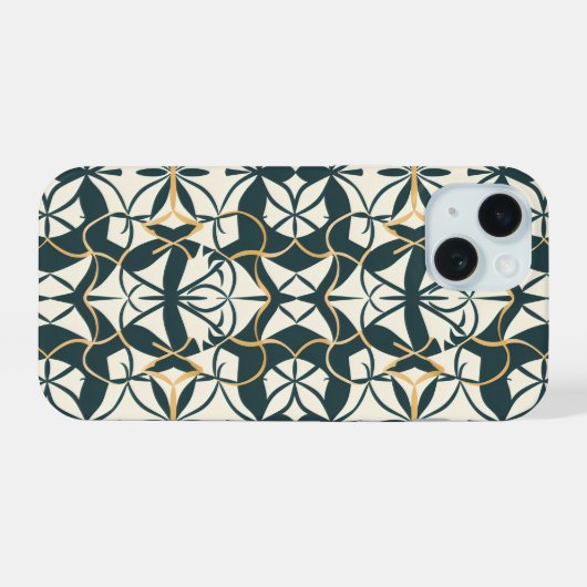 Art Deco bloeit iPhone 15 Case (Achterkant horizontaal)