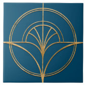 Art Deco Bloem Fan Line Shape - Verander achtergro Tegeltje (Voorkant)