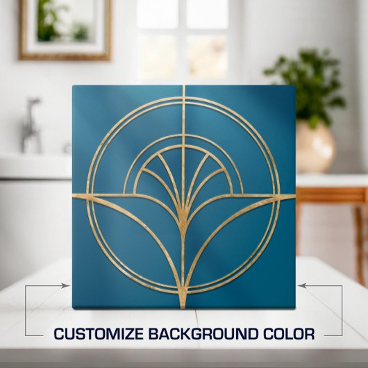 Art Deco Bloem Fan Line Shape - Verander achtergro Tegeltje