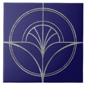 Art Deco Bloem Fan Line Shape - Verander achtergro Tegeltje (Voorkant)