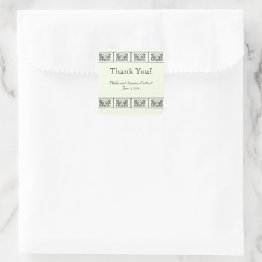 Art Deco Bloem Grens Huwelijk Bedankt Vierkante Sticker (Tas)