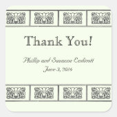 Art Deco Bloem Grens Huwelijk Bedankt Vierkante Sticker (Voorkant)