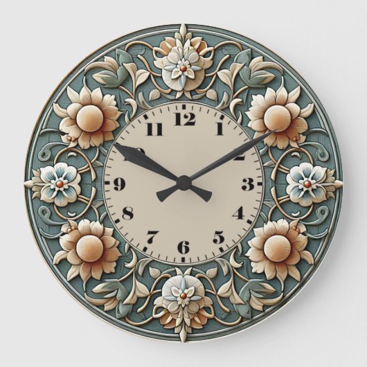 Art Deco Bloem Grote Klok (Voorkant)