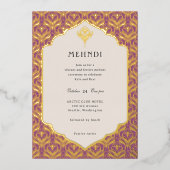 Art Deco Bloem Lotus Mehndi Goud Folie Uitnodiging (Voorkant)