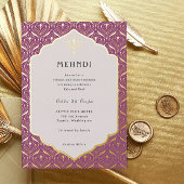 Art Deco Bloem Lotus Mehndi Goud Folie Uitnodiging