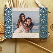 Art Deco bloem lotus trouwkaart uitnodiging goud