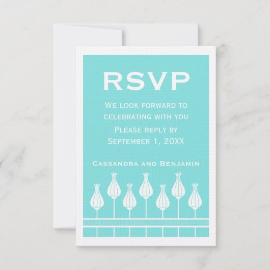 Art Deco bloem RSVP kaart (Voorkant)