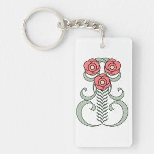 Art Deco bloem sleutelhanger