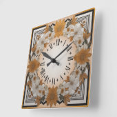 Art Deco-bloem Vierkante Klok (Hoek)