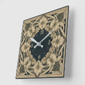 Art Deco Bloem Vierkante Klok (Hoek)