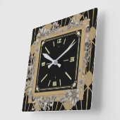 Art Deco-bloem Vierkante Klok (Hoek)