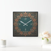 Art Deco-bloem Vierkante Klok (Huis)