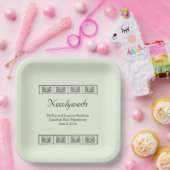 Art Deco Bloemen Border Wedding Keepsake Papieren Bordje (Feest)