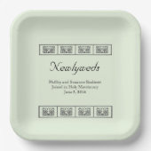 Art Deco Bloemen Border Wedding Keepsake Papieren Bordje (Voorkant)