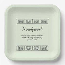 Art Deco Bloemen Border Wedding Keepsake Papieren Bordje