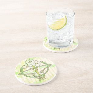 Art Deco Bloemen Design Groene Wassen Zandsteen Onderzetter