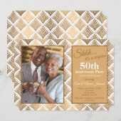 Art Deco Bloemen Fotouitnodiging Kaart (Voorkant / Achterkant)