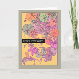 Art Deco Bloemen Geniet van elke dag Wenskaart Kaart