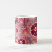 Art deco  bloemen geometrisch patroon roze koffiemok (Center)