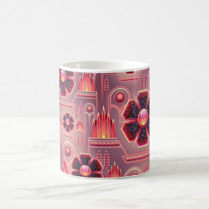 Art deco  bloemen geometrisch patroon roze koffiemok