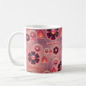 Art deco  bloemen geometrisch patroon roze koffiemok (Links)