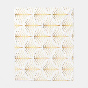 Art Deco Bloemen: Gouden Elegantie. Fleece Deken