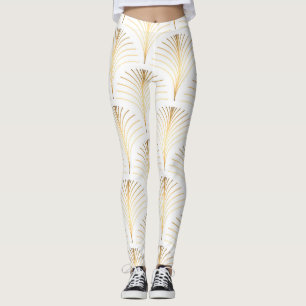 Art Deco Bloemen: Gouden Elegantie. Leggings
