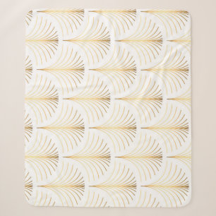 Art Deco Bloemen: Gouden Elegantie. Sherpa Deken