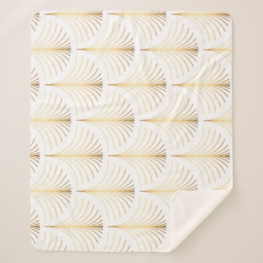 Art Deco Bloemen: Gouden Elegantie. Sherpa Deken (Voorkant)