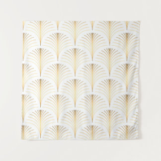 Art Deco Bloemen: Gouden Elegantie. Wandkleed