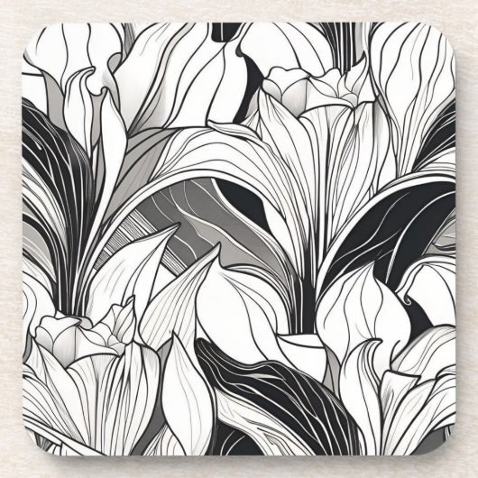 Art Deco bloemen hard plastic onderzetter set (Voorkant)