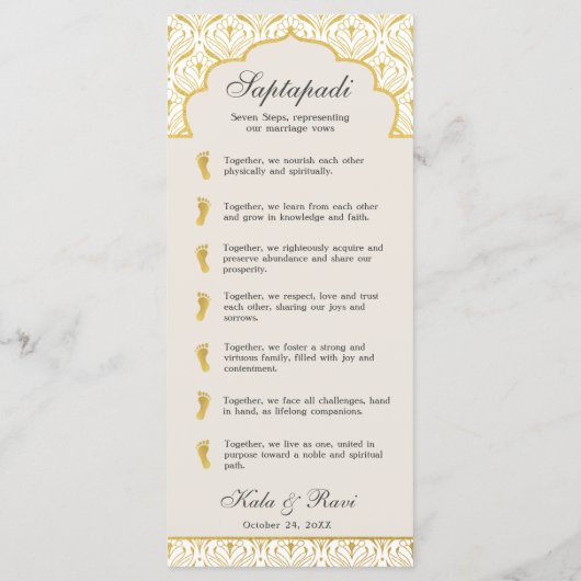 Art Deco Bloemen Lotus Indiaas & Hindoe Bruiloft Programmakaart (Achterkant)