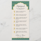 Art Deco Bloemen Lotus Indiaas & Hindoe Bruiloft Programmakaart (Achterkant)