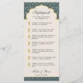 Art Deco Bloemen Lotus Indiaas & Hindoe Bruiloft Programmakaart (Achterkant)