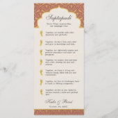 Art Deco Bloemen Lotus Indiaas & Hindoe Bruiloft Programmakaart (Achterkant)