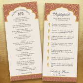 Art Deco Bloemen Lotus Indiaas & Hindoe Bruiloft Programmakaart