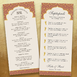 Art Deco Bloemen Lotus Indiaas & Hindoe Bruiloft Programmakaart