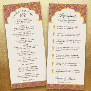 Art Deco Bloemen Lotus Indiaas & Hindoe Bruiloft Programmakaart