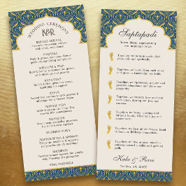 Art Deco Bloemen Lotus Indiaas & Hindoe Bruiloft Programmakaart