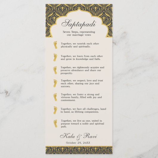 Art Deco Bloemen Lotus Indiaas & Hindoe Bruiloft Programmakaart (Achterkant)